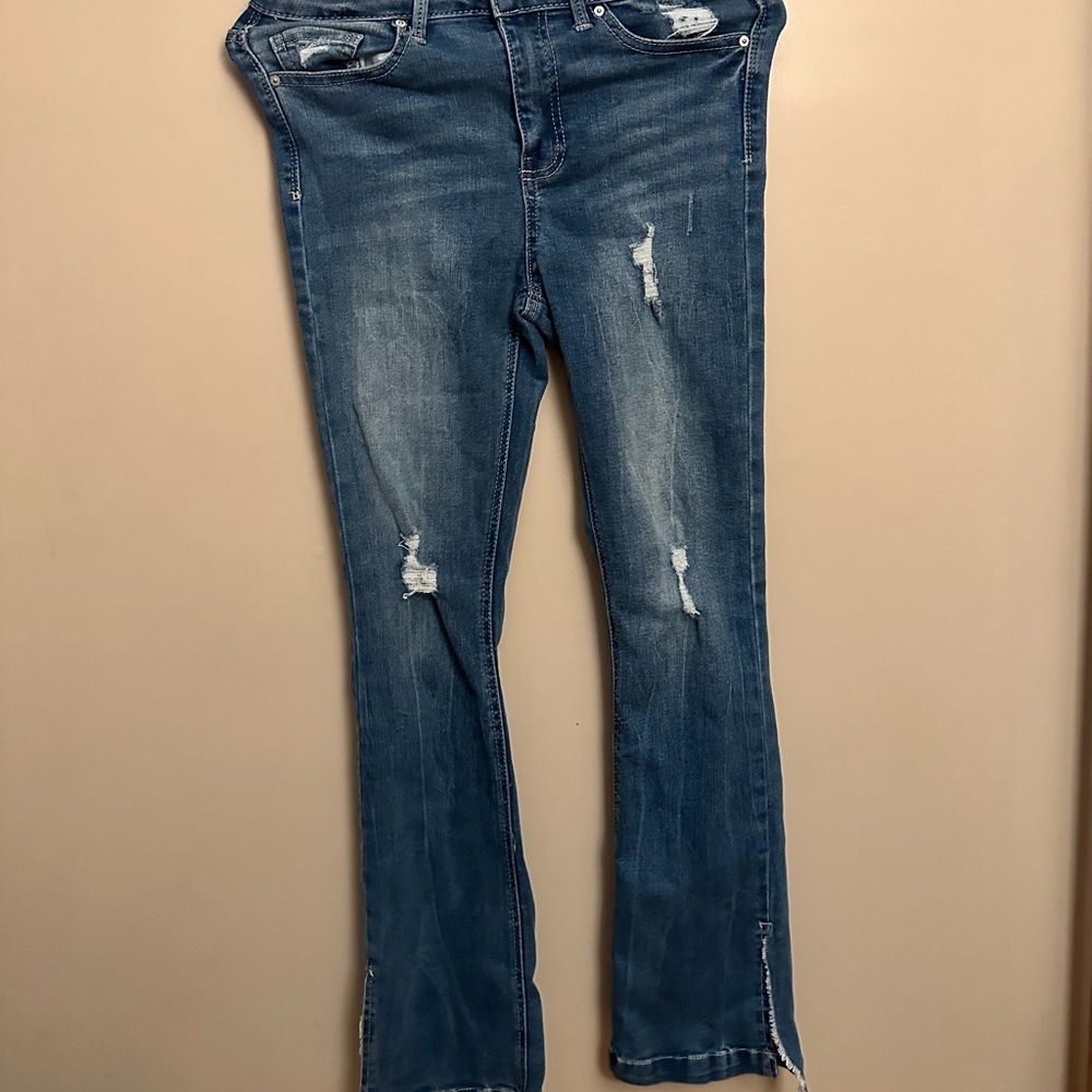 Indigo Rein Flared Ripped Jeans
